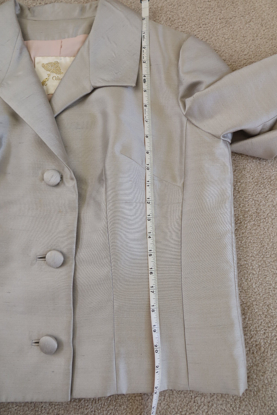 Vintage 1960s Silver Sheen Gino Rossi Cocktail Evening Jacket – Size L/XL