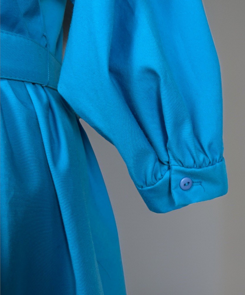 Vintage Willi of California Teal Blue Belted Shirt Dress Size 4 Secretary