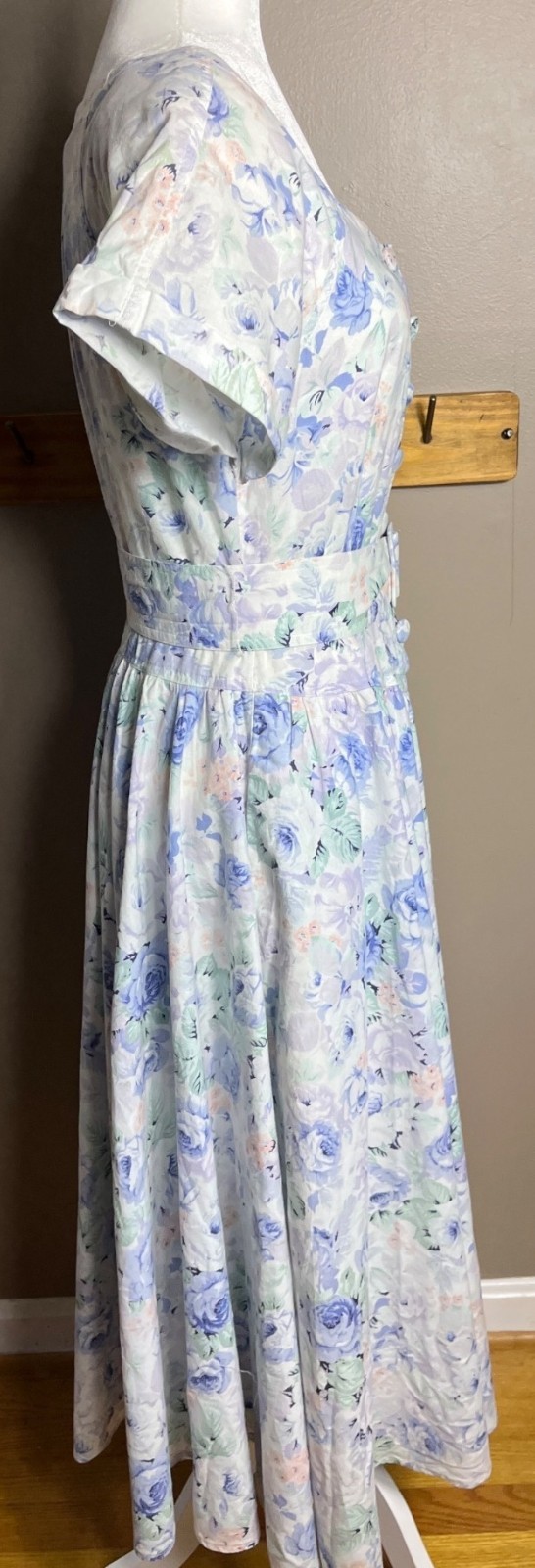 Vtg Outback Red Dress Blue Floral Cottagecore Romantic 80s Wedding Guest Wom 10
