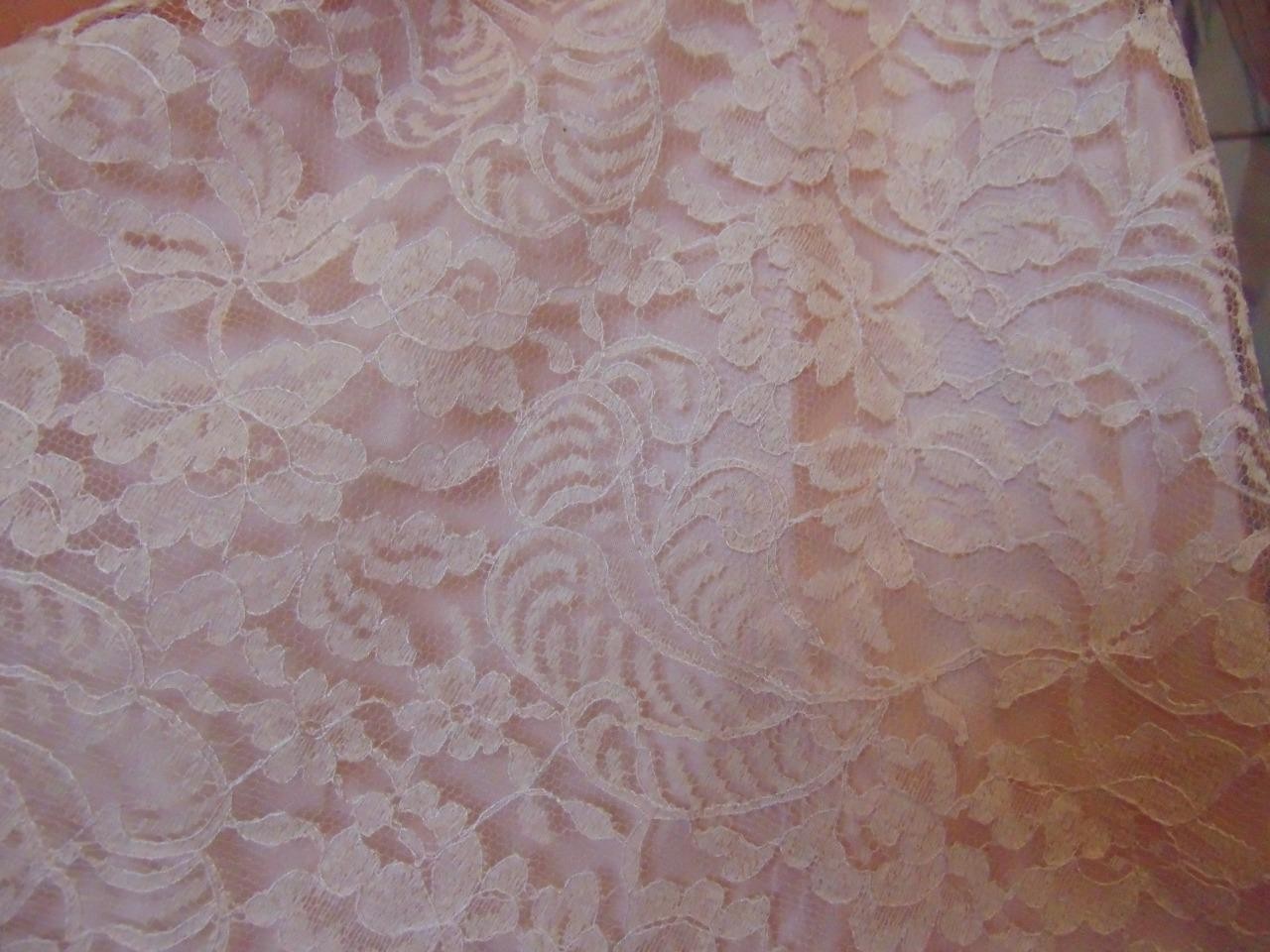 VTG 50s Pink Chantilly Lace & Satin Dress Jacket & Crinoline Slip 26W