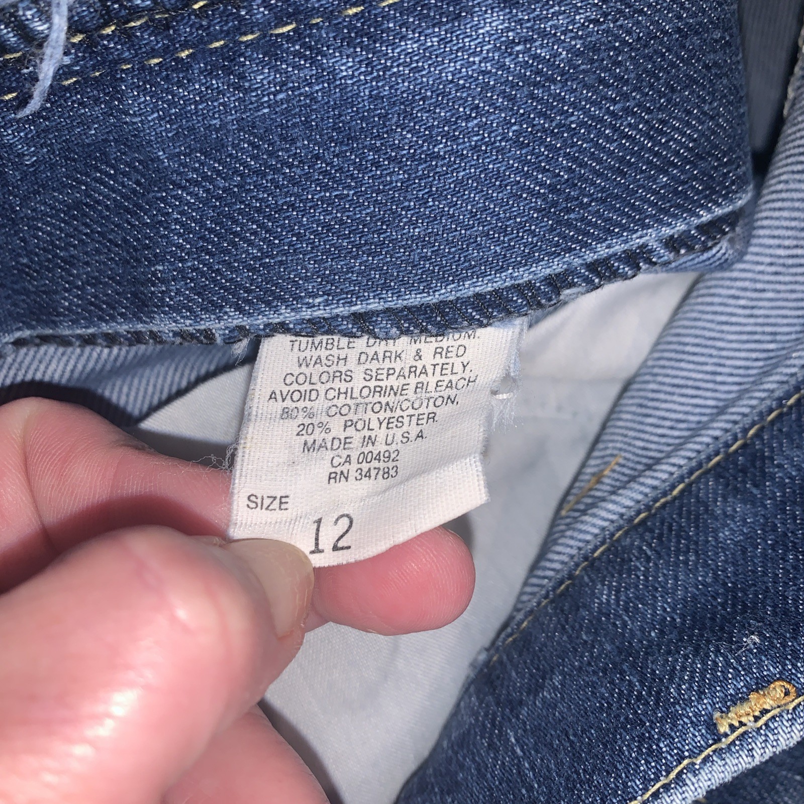 Vtg Juniors LEE Jeans Size 12 High Waist Straight Creased Hemed Legs M-Blue USA