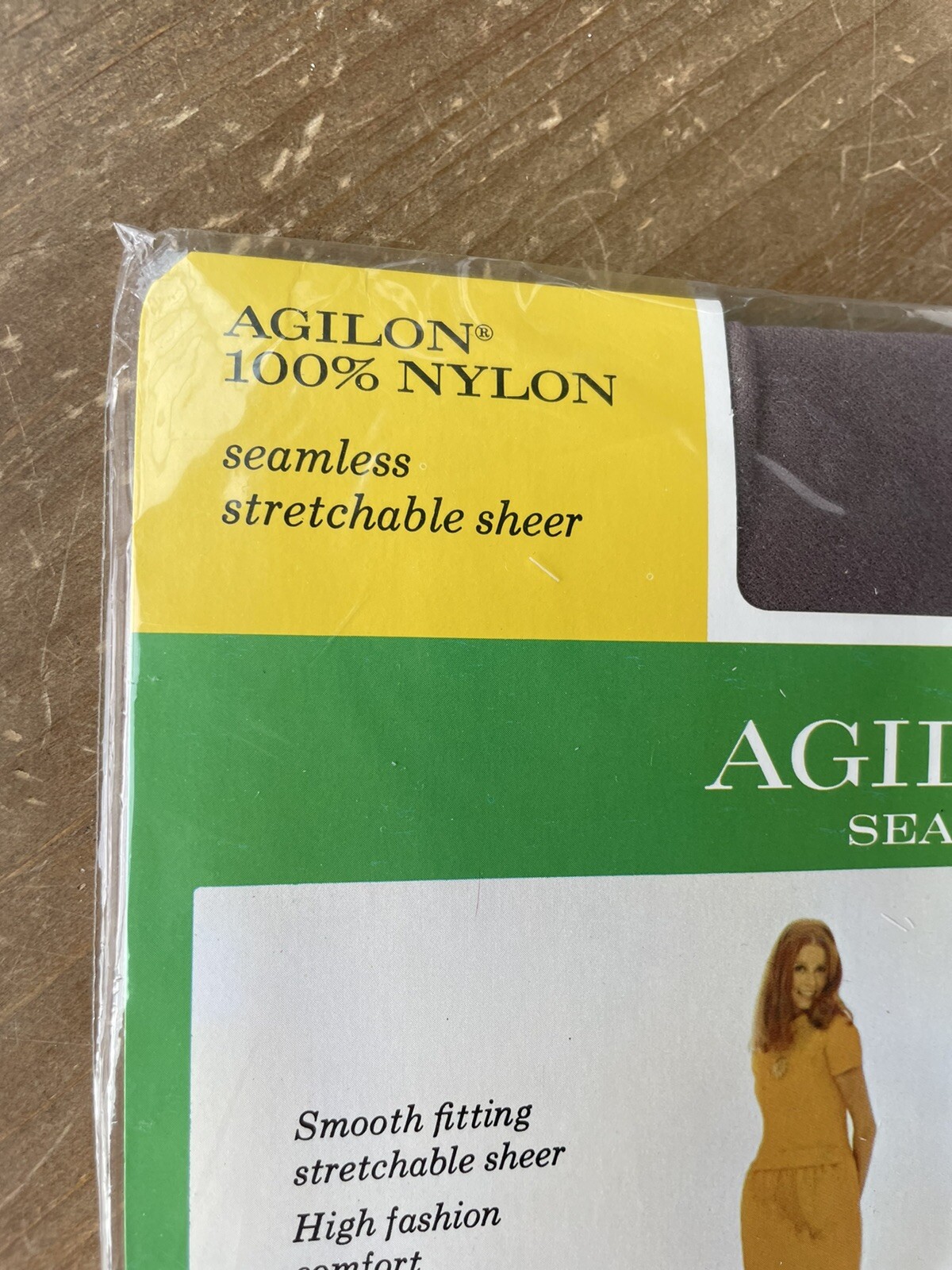 NOS VTG GAYMODE PENNEYS Size “B” Grey Mist Agilon Seamless Sheer Nylon Stockings