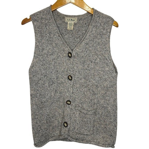 Vintage L.L. Bean Wool Vest Womens Medium Heathered Brown/Gray