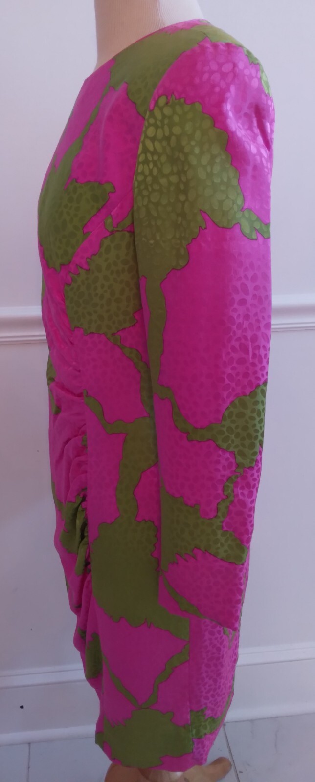 Saks Fifth Avenue David Hayes Pink Green Silk Dress Vintage Small