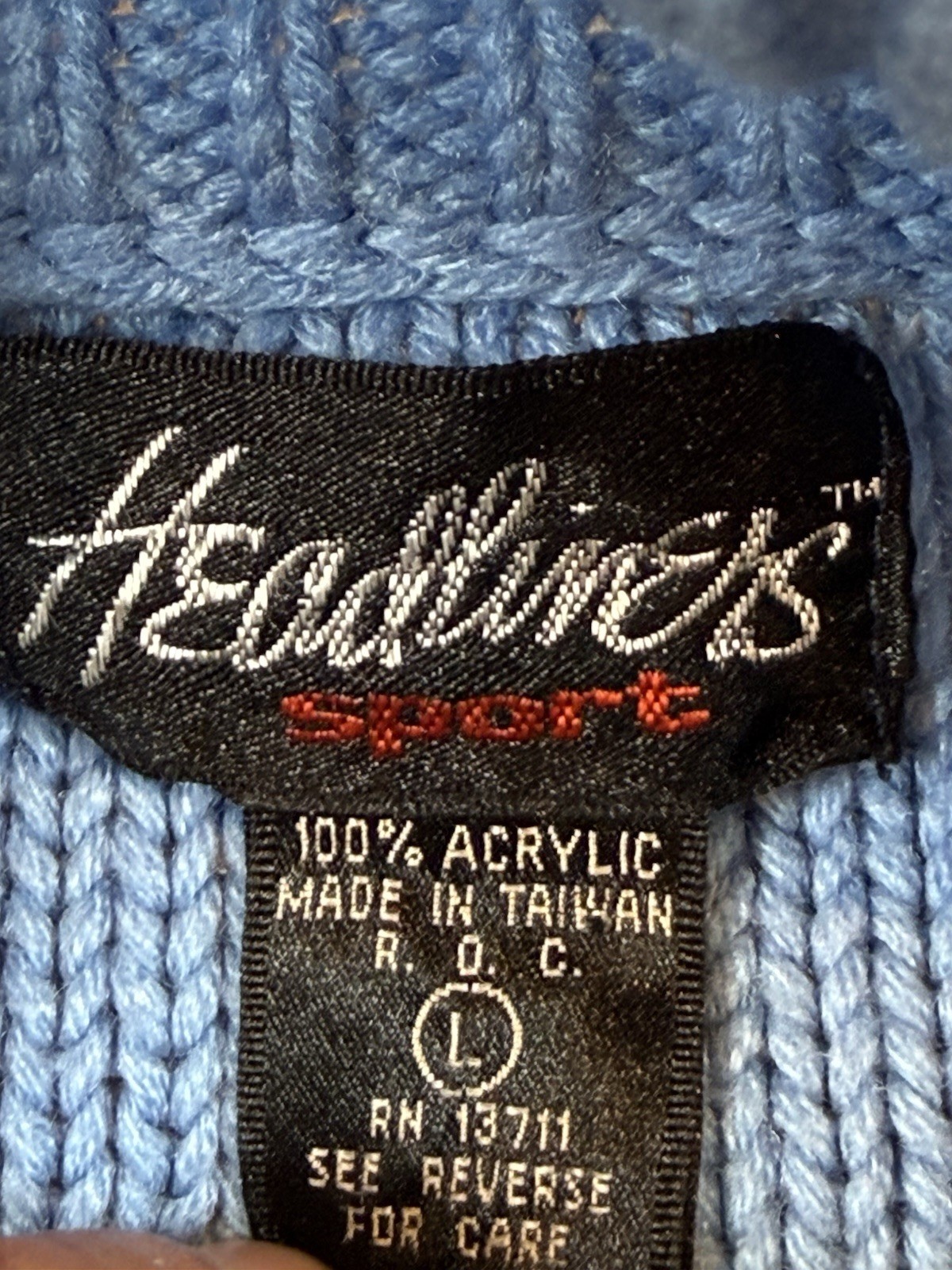 Vintage 80s Acrylic Knit Sweater L Collared Yellow/Blue Striped Headliners Sport