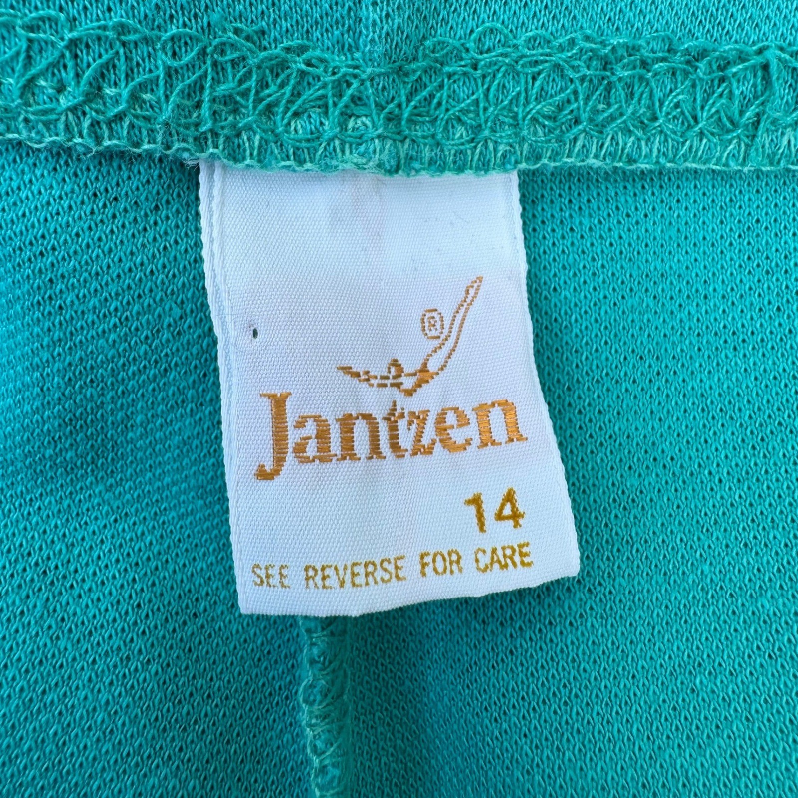 Jantzen Vintage 70s 80s Teal High Waisted Knit Retro Gym Shorts USA 14 Beach Mod