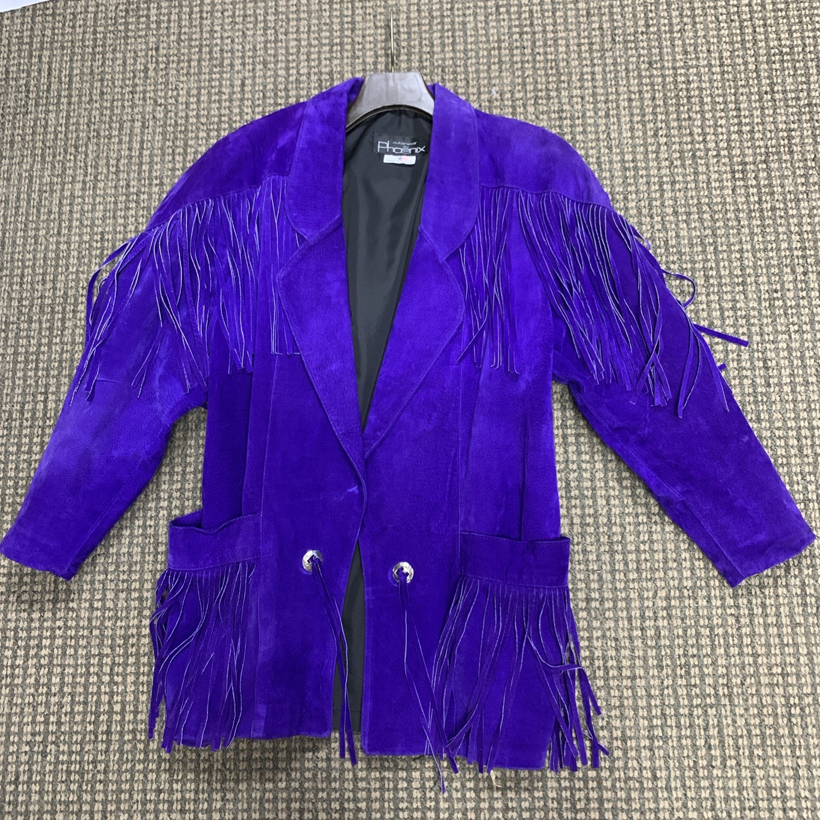 VTG Outerwear by Phoenix vintage purple suede Fringed jacket Western/Biker 80s