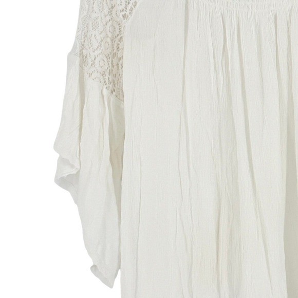 Vintage Y2K Fairy Boho Peasant Festival Top Crochet Lace White Small Womens Ren