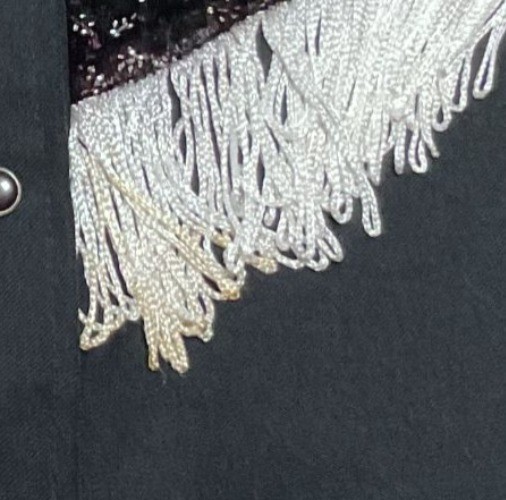 Vtg 70s H Bar C California Ranchwear Sylvia M Black Western Fringe Bling Shirt U