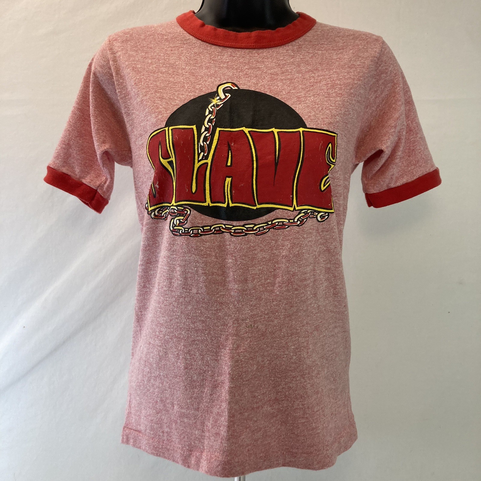 Vintage 70s Slave Band Tshirt Women’s S Single Stitch Ringer RARE Funk Soul R&B
