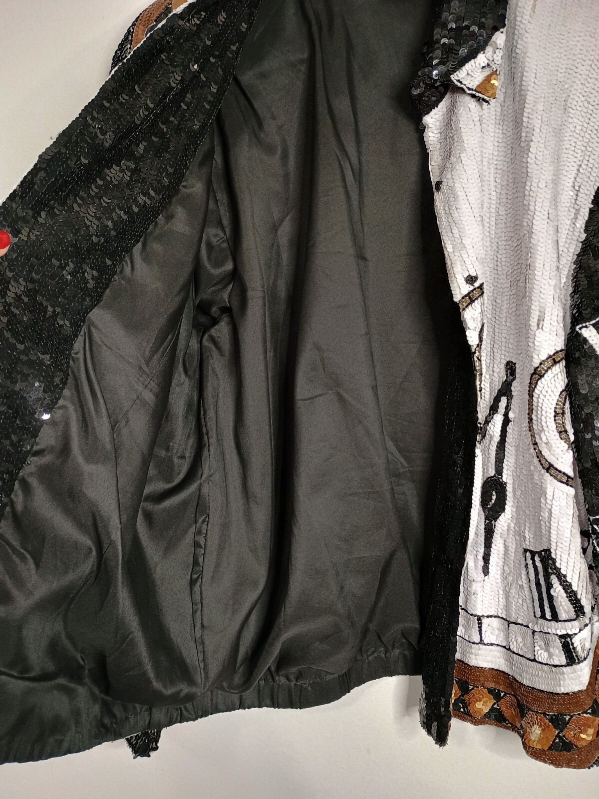 Vintage 90’s Modi Sequin Jacket Clock 100% Silk 1X