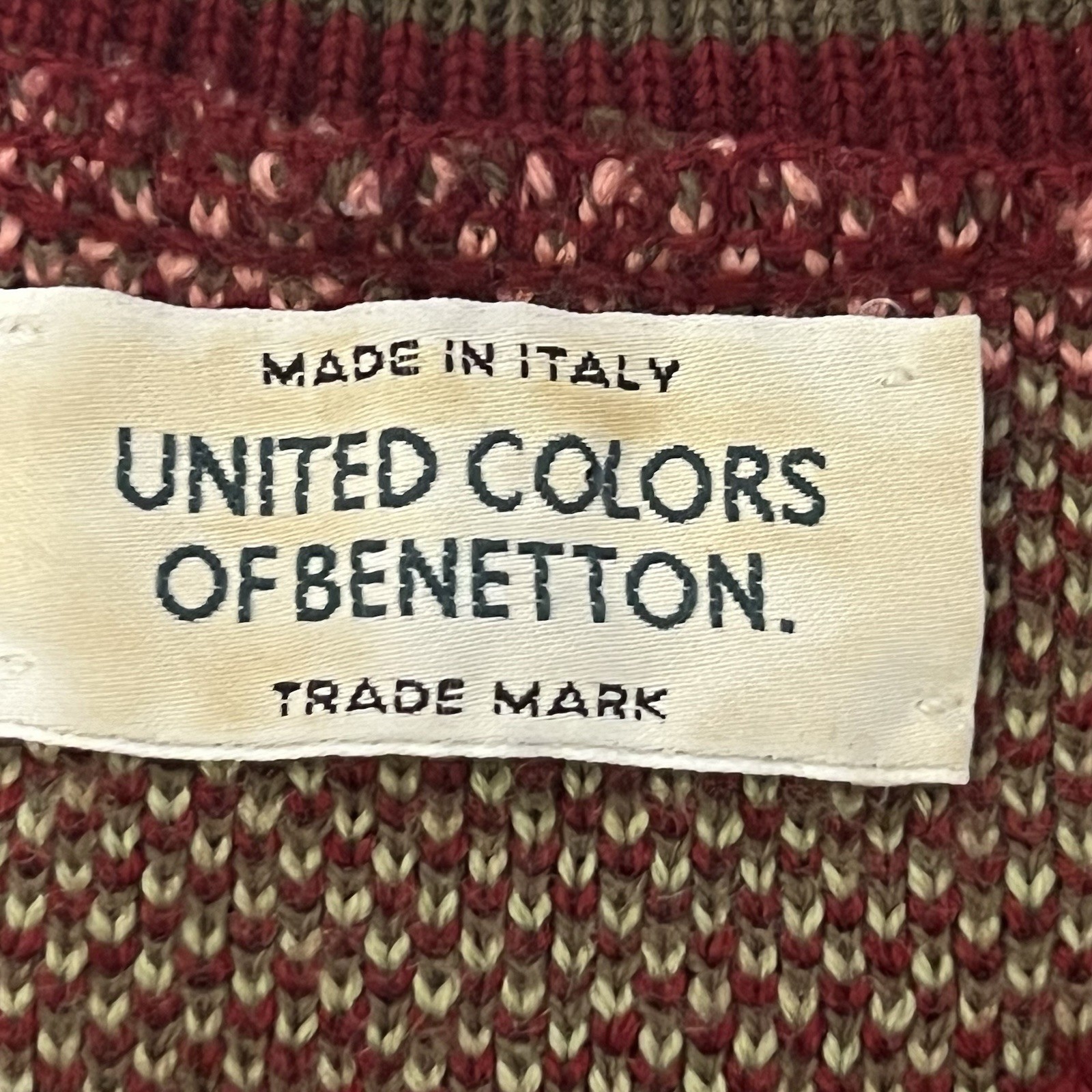 Vintage United Colors Of Benetton Wool Burgundy Pink Floral