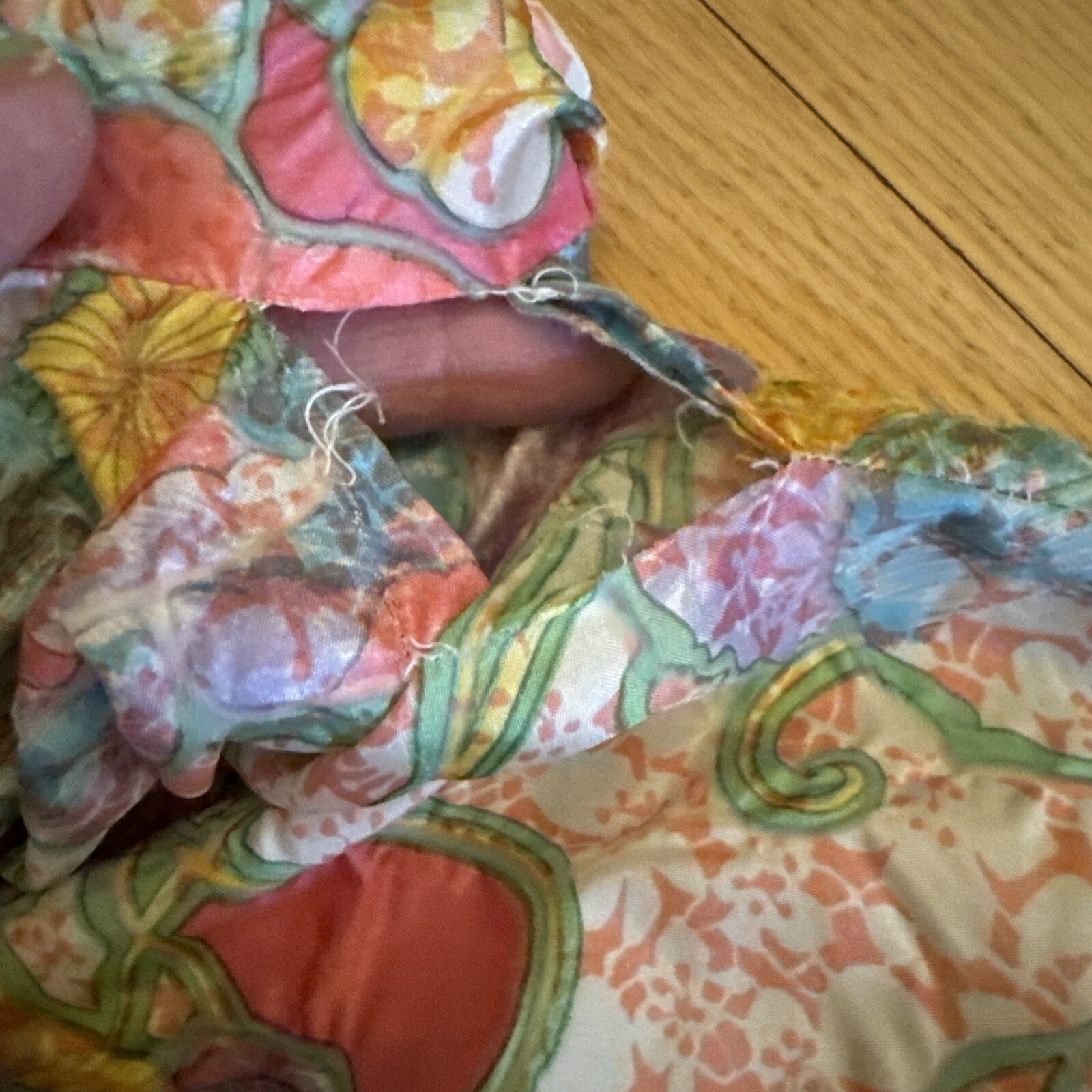 VTG RARE Caftan Kaftan Loungewear night Gown Dress robe glo pink floral zip S/M