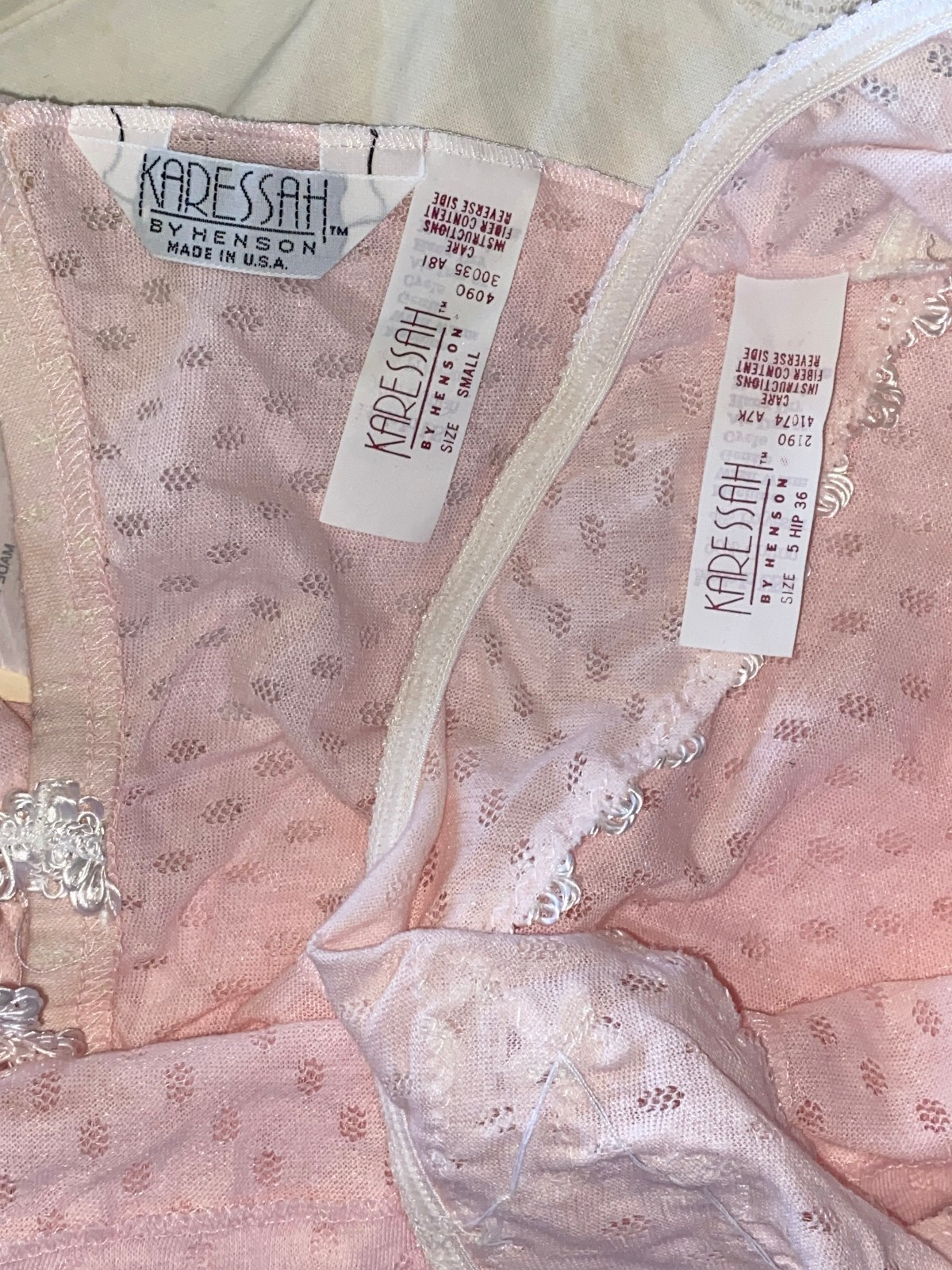 NWT Henson Kickernick Vtg 1980’s Karessa Lacy Cami Panty Set Bikini Pink S-5 (#1