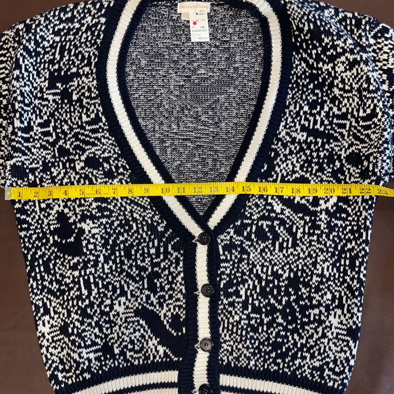 BROOKS BROTHERS vintage cardigan L NWT Cotton Fair Isle Nordic Preppy old money