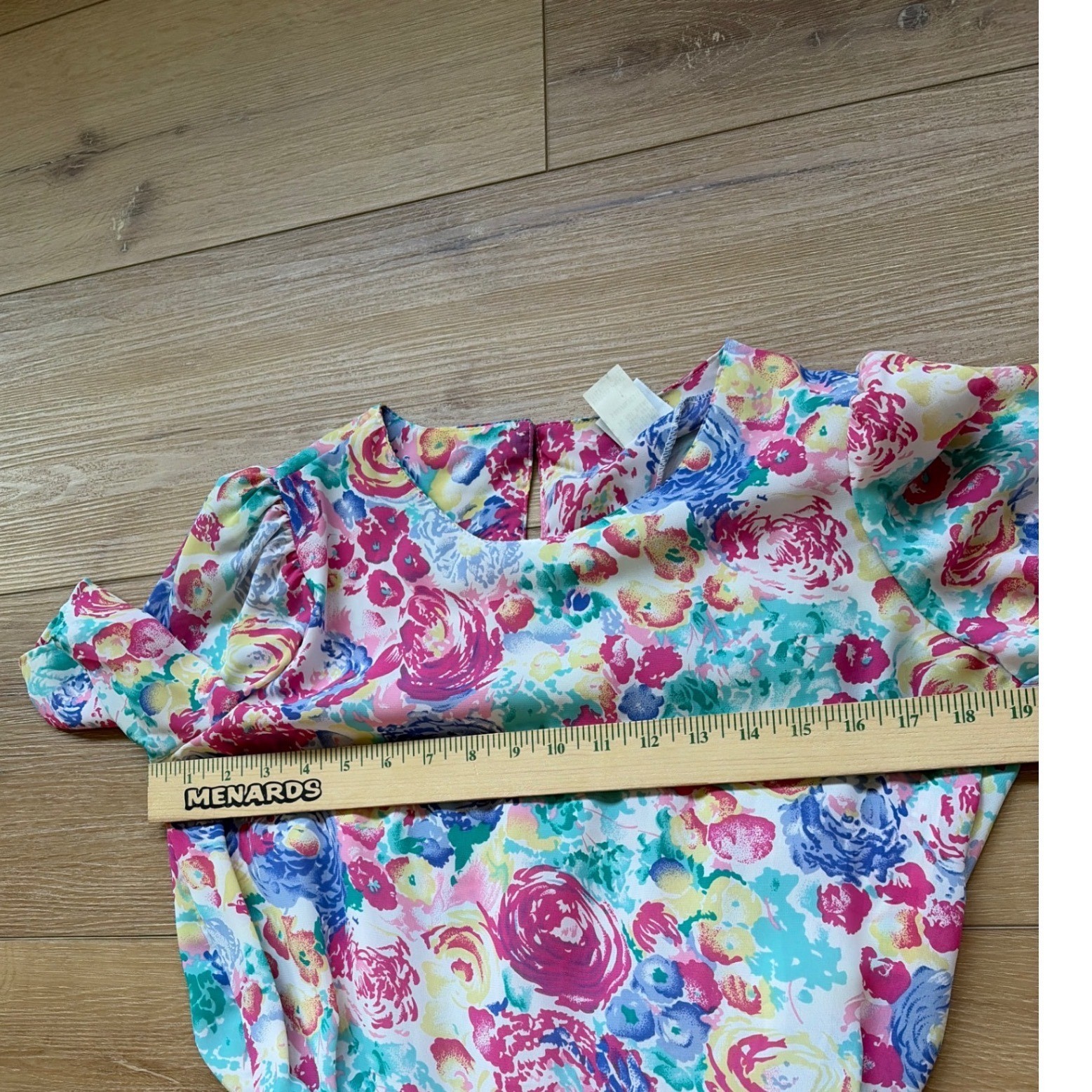 Vintage Miss Oops California Floral Pleated Midi Dress Pink Blue Size 8 80s