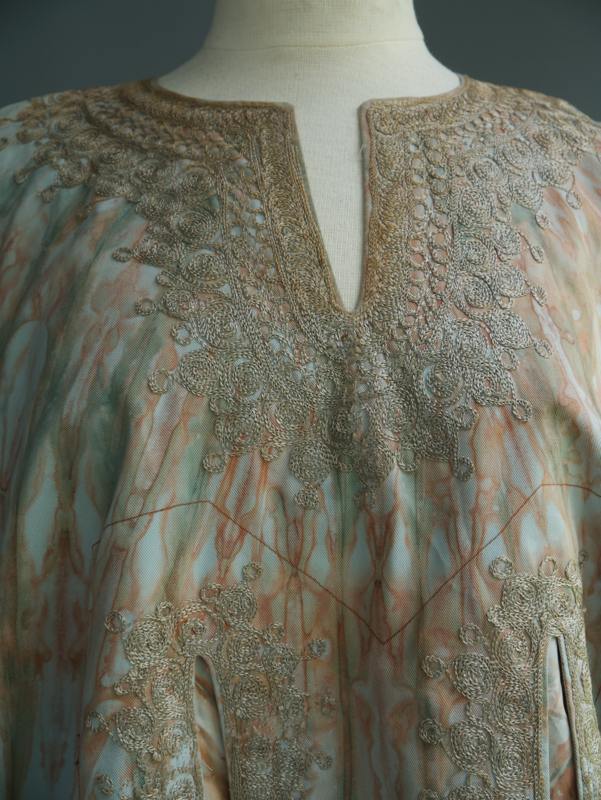 VTG Hippie Festival Psychedelic Dripping Tie Dye Tunic Cape Tribal Embroidery OS