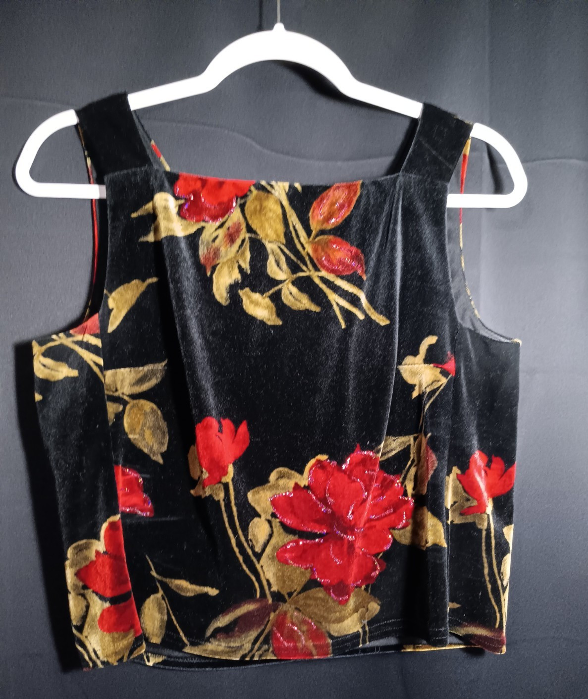 Jeffery & Dara Evenings VTG Floral Velvet Vest Open Front Jacket Cardigan 8 USA