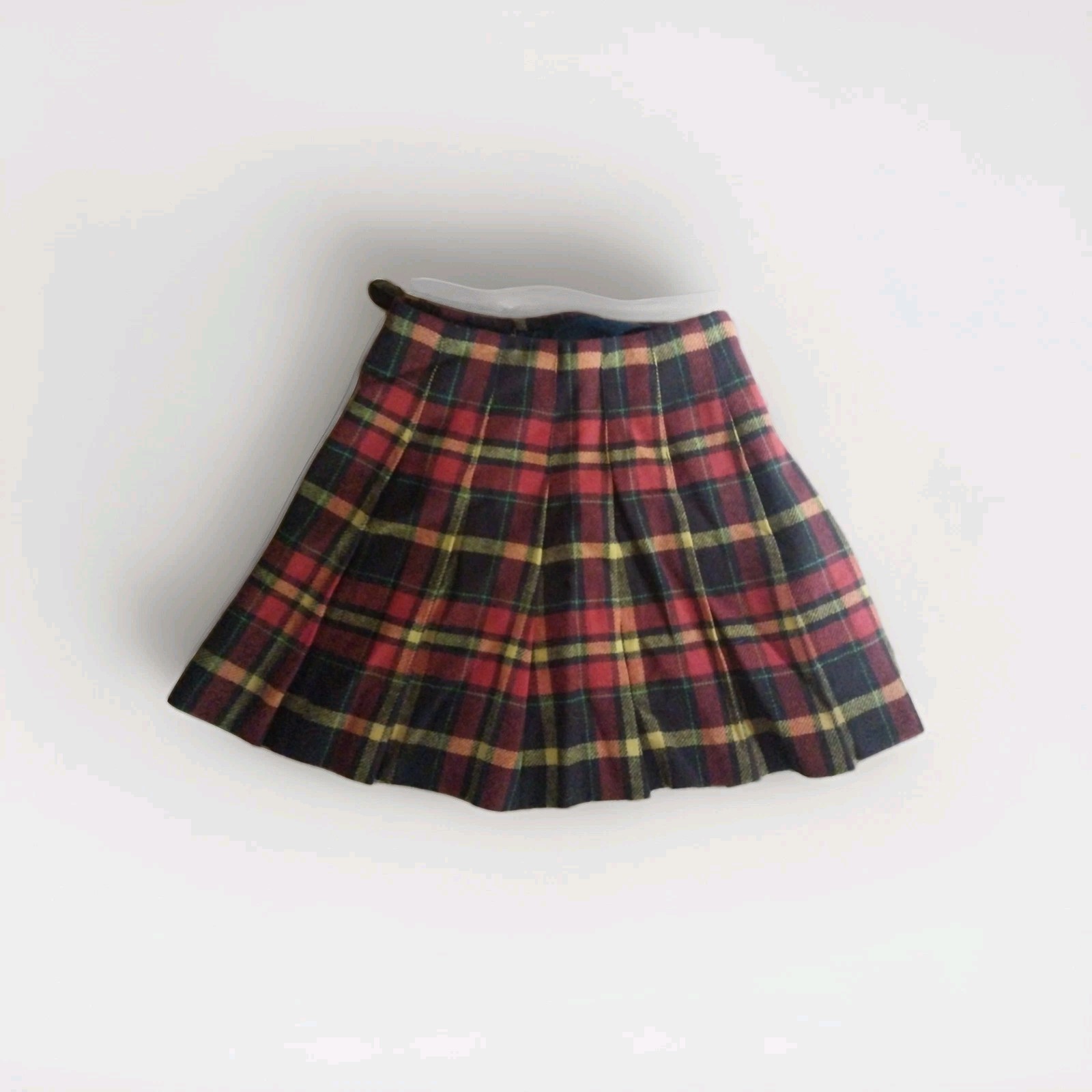 VINTAGE BOBBIE BROOKS SKIRT BUCKLES PLEATED WOOL BLEND SIZE 0 (XS) 23-24″ Waist
