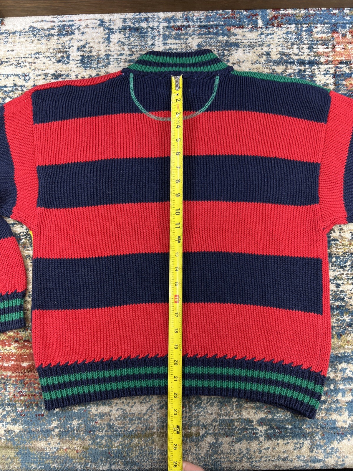 Vtg 90 Sportables “VARSITY” Colorblock Sweater Full Zip Womens Sz L Ramie Blend