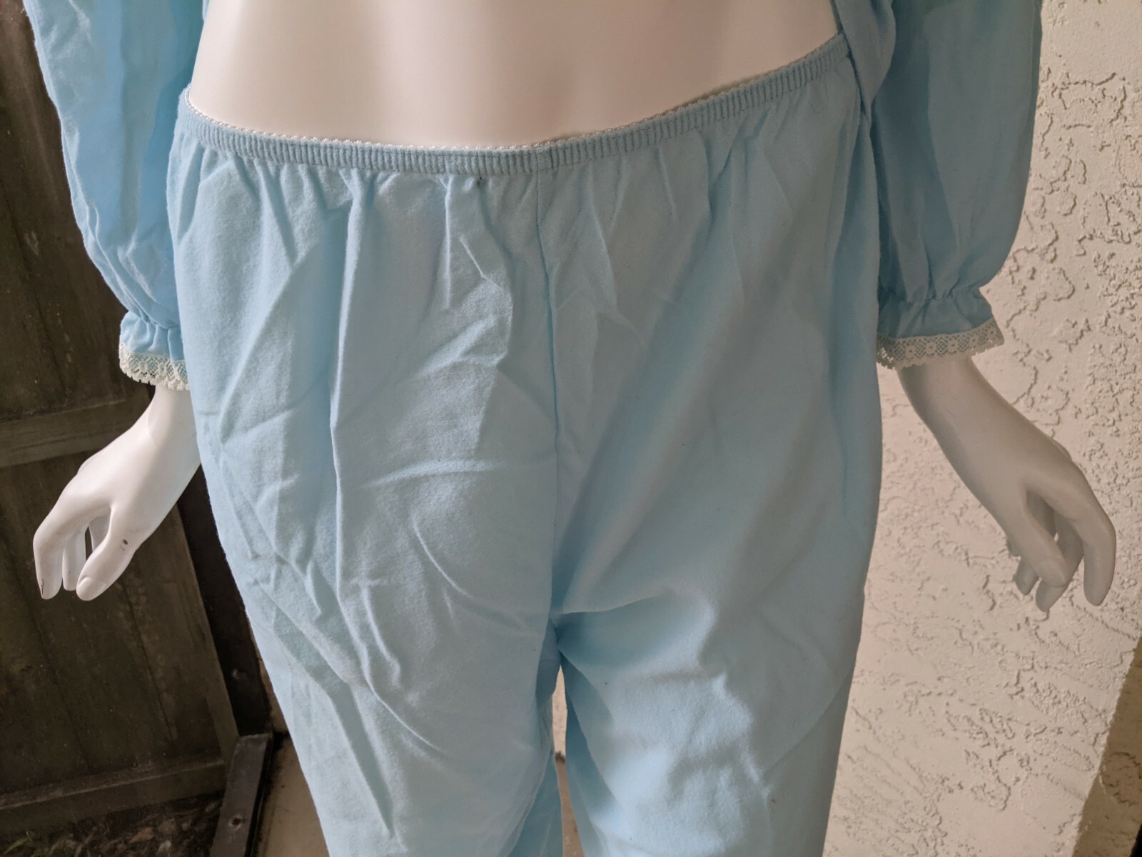 VINTAGE 50s 60s MOVIE STAR BABY BLUE ACETATE PAJAMA SET SIZE MEDIUM MADE IN USA