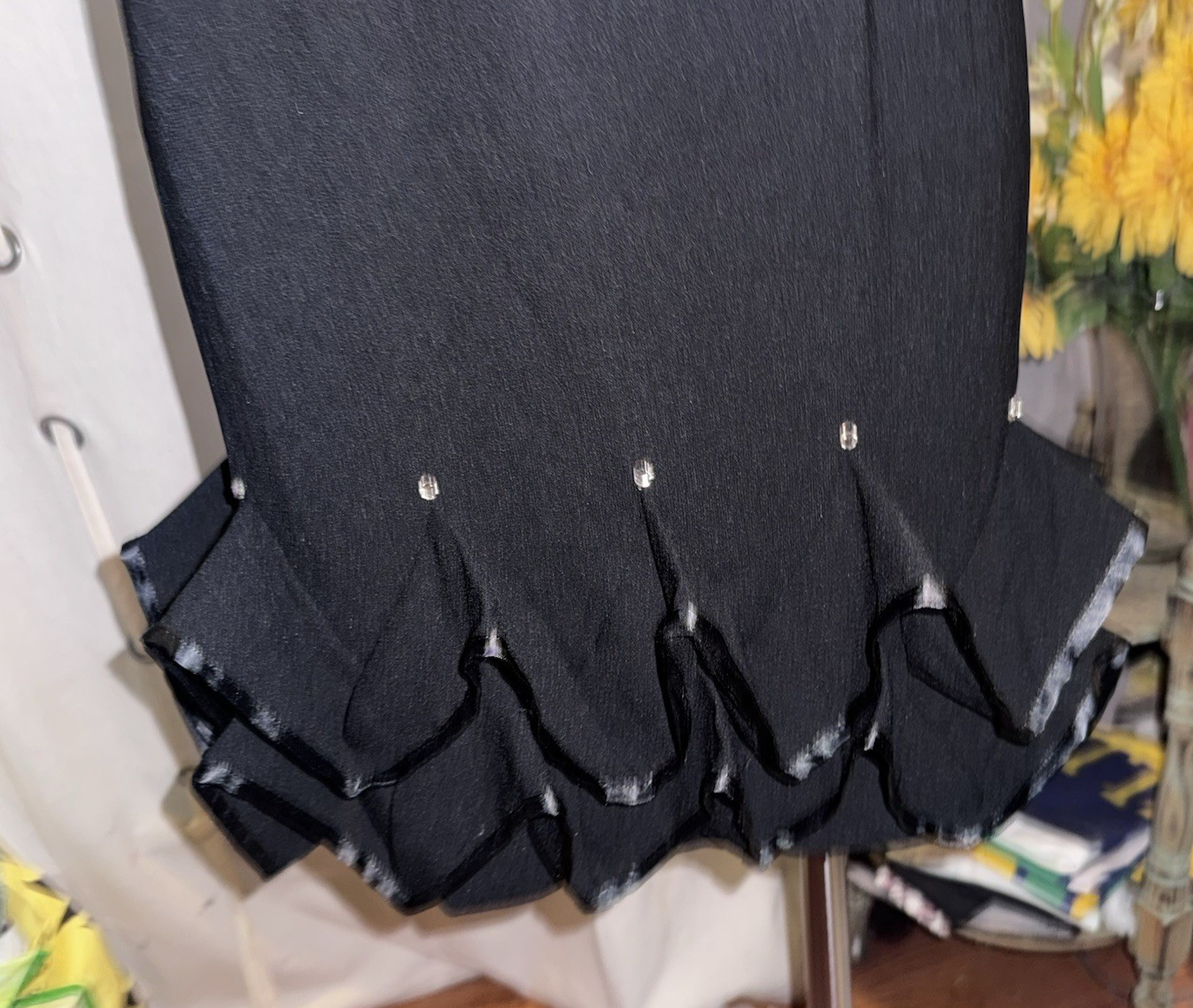VTG Morton Myles for the Warrens Wiggle Ruffle Short Sleeve Black Dress Sz 4