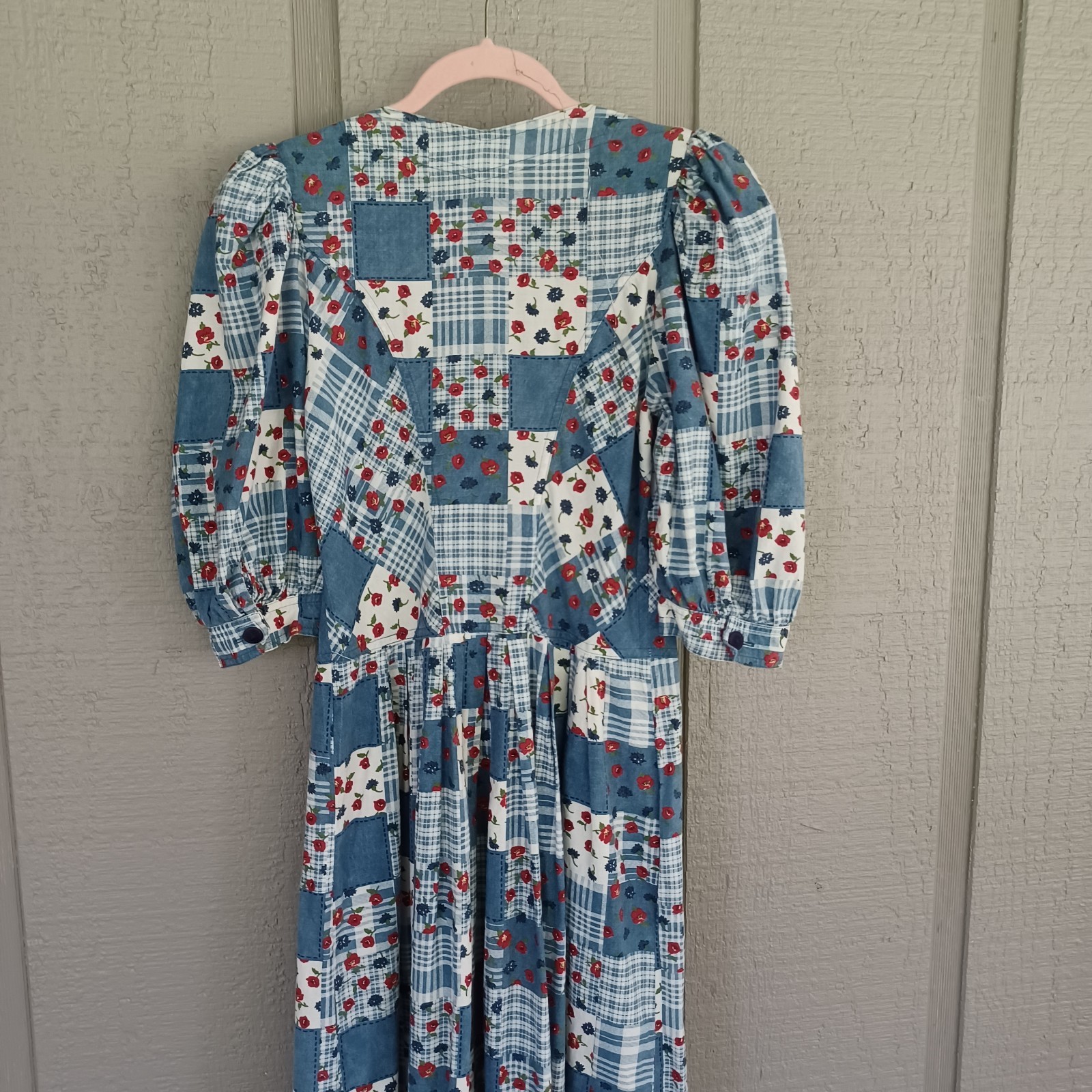 Salzburger Dirndl Vintage Floral Patchwork Midi Dress Size 36 Cottage Feminine