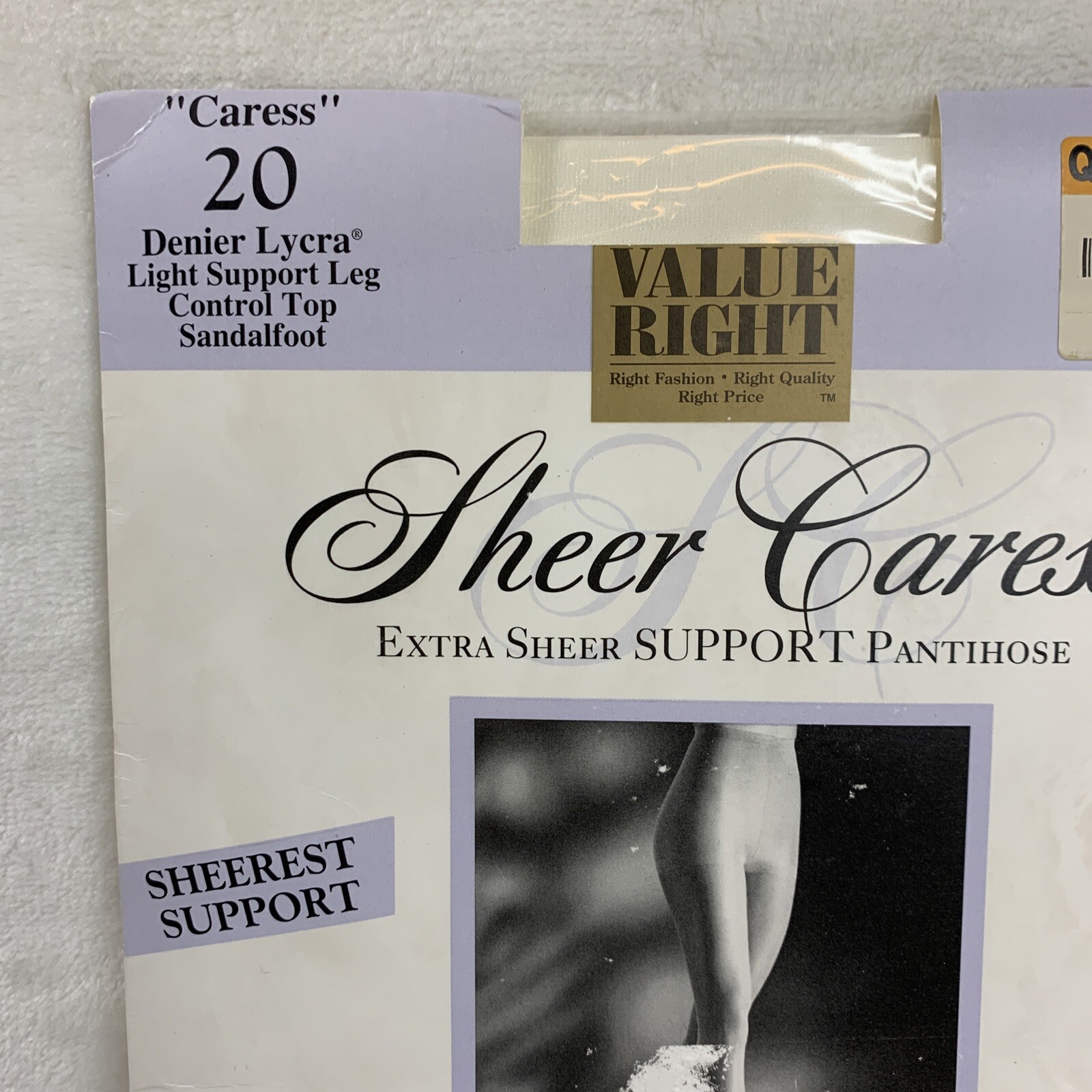 Vtg Worthington Extra Sheer Caress Queen Short White Active 20 Light Pantyhose