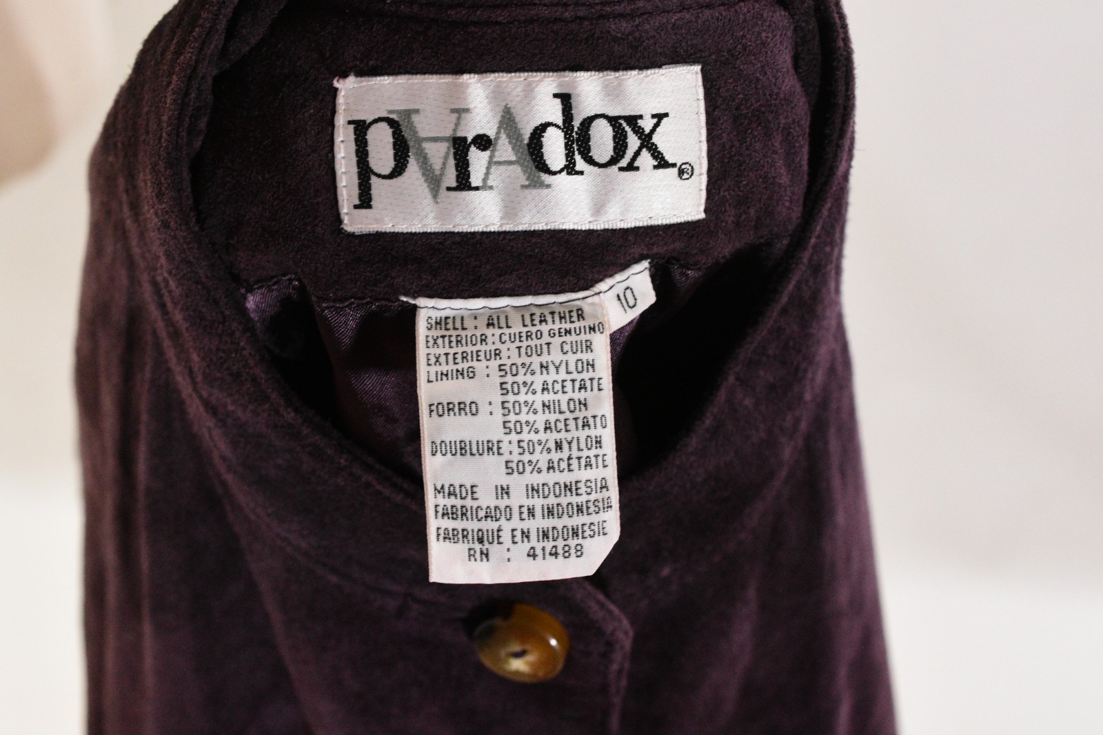90s Vintage Purple Suede Leather Jacket Womens 10 Band Collar Utility Barn Coat