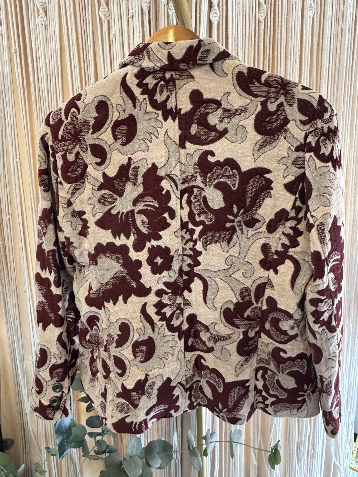 VTG Harve Benard Tapestry Floral Blazer Burgundy NWT Deadstock $176 Size 14 New
