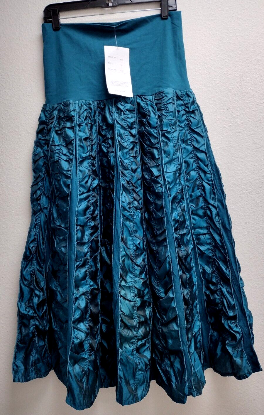Vintage Grunge Teal Draped Skirt Midi Goth Lycra Stretch Zashi India New 90s