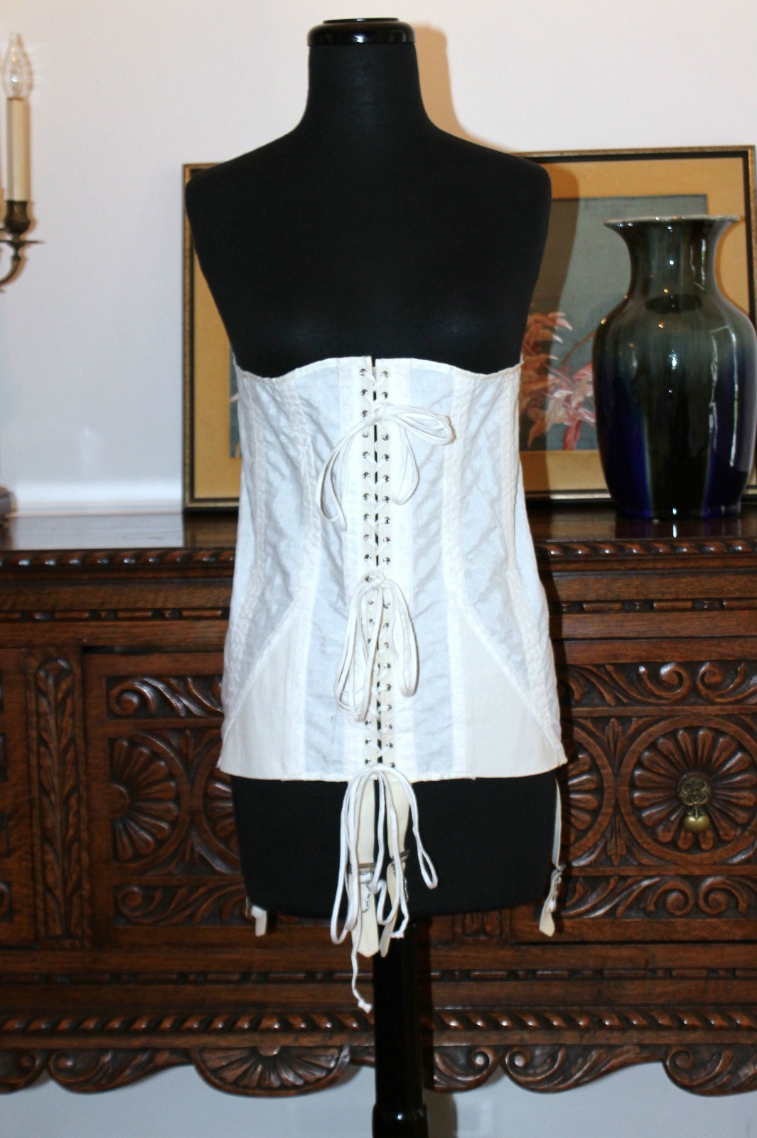 RARE~ANTIQUE~1950~SPENCER~XL High Waist Super High Back Front Lacing Corset MINT