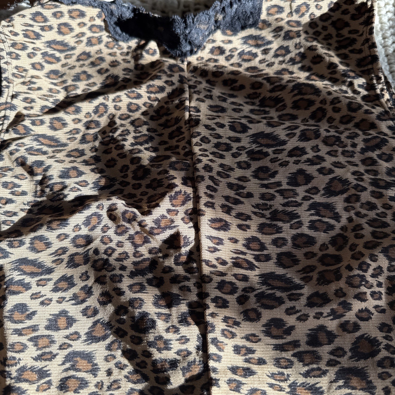 VTG Venezia Leopard Corset Top 18/20 Brown Lace Hook Eye Y2K Indie Sleaze Grunge
