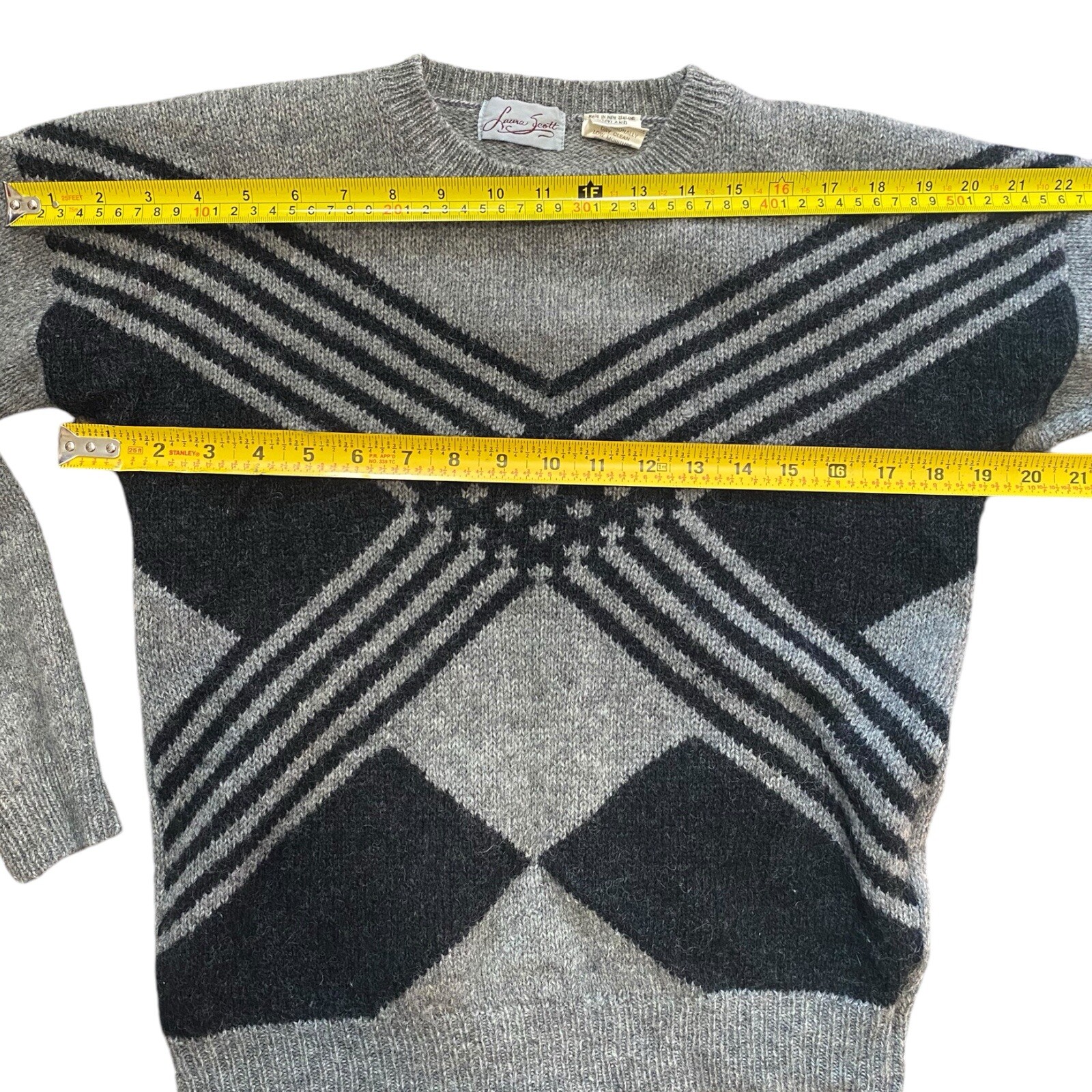 Vintage Laura Scott Shetland Wool Argyle Sweater Women’s Size Small New Zealand