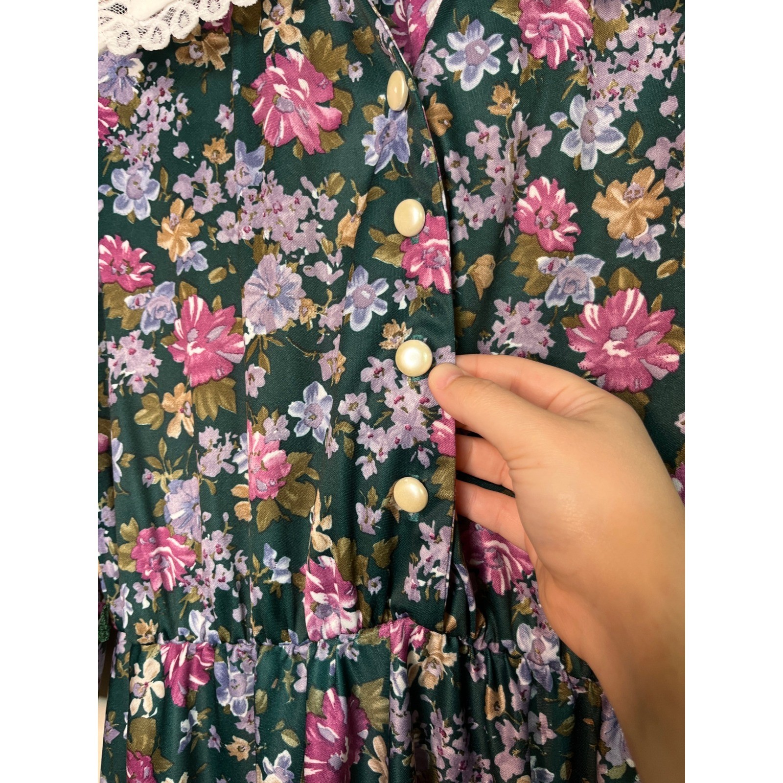 1990s Whirlaway Frocks Cottage Floral Coquette Lace Sailor Granny Volup Dress XL