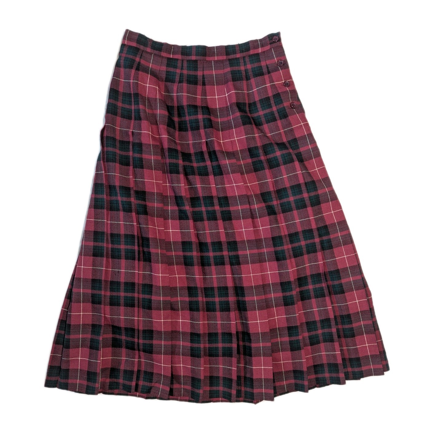 VTG Dean’s Of Scotland Women’s Red/Green Tartan Plaid Pleated Midi Skirt 28″x32″