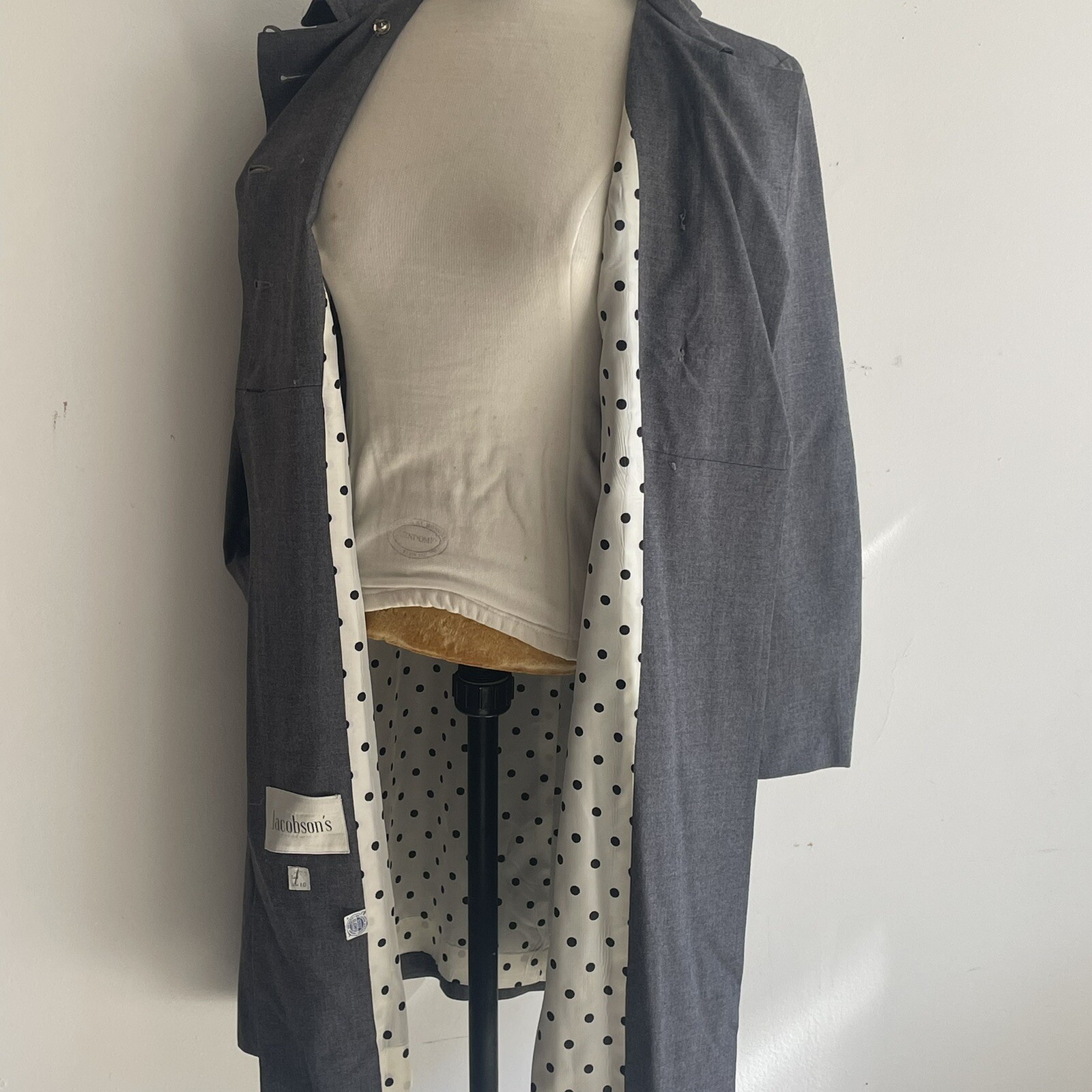 Vtg Jacobson’s Double Breasted Coat Dress Size 10 Polka dot Lined Made in USA