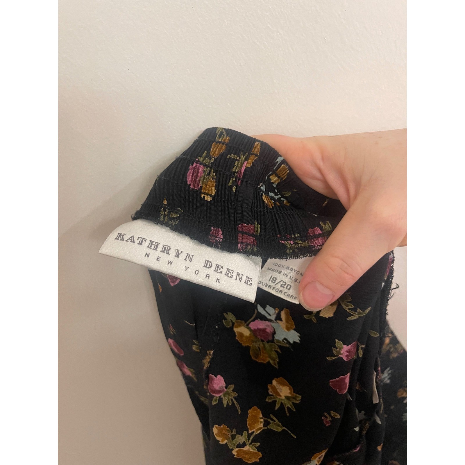 Vintage Kathryn Deene Floral Midi Skirt Front Button Cottagecore GrandmaCore