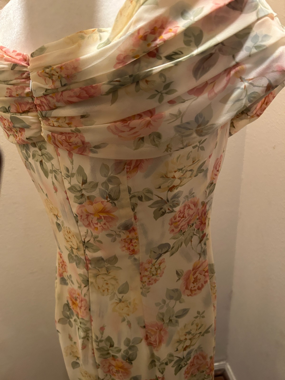 Vintage CDC Evening Maxi Floral Roses Tea Dress Size M made USA