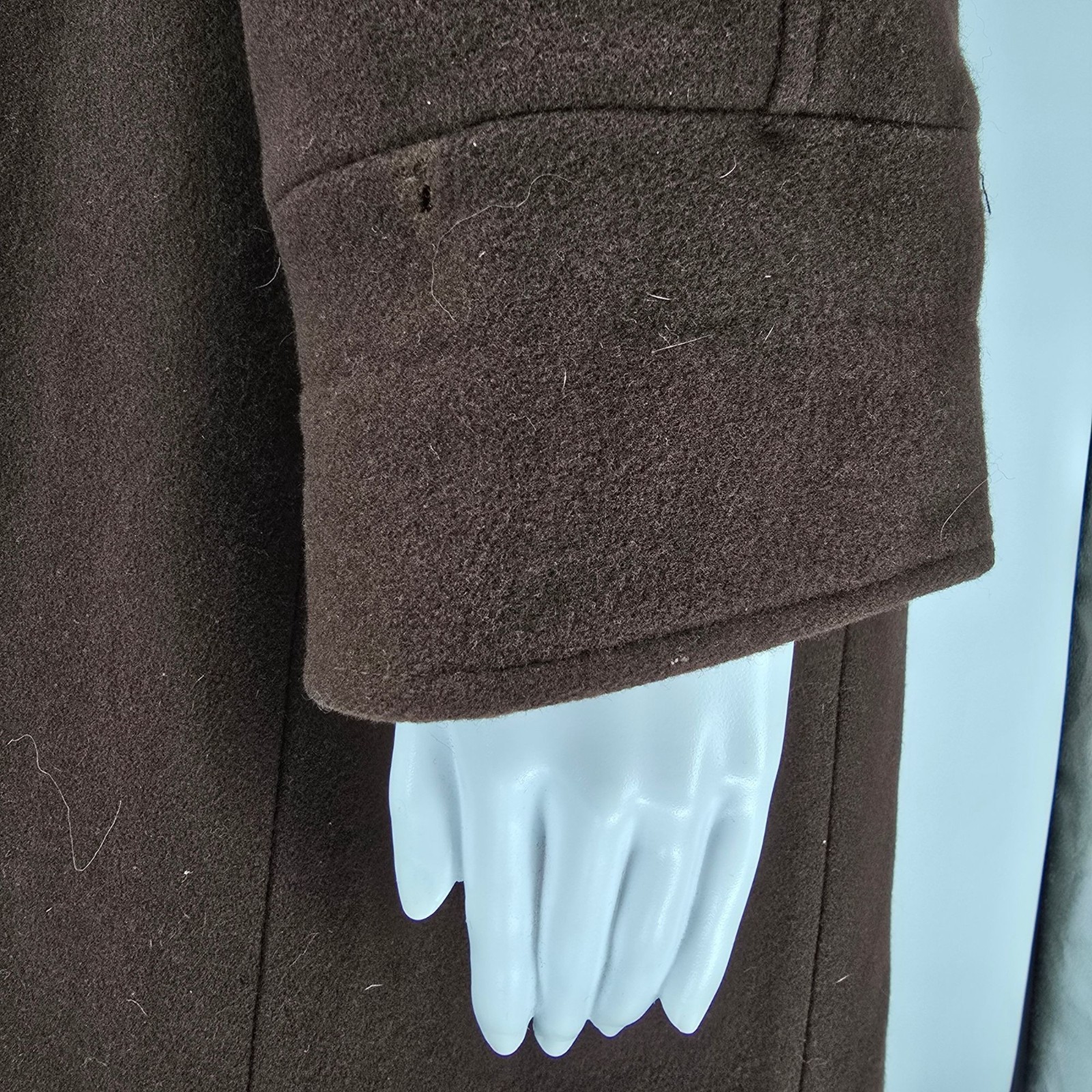 Vintage 1980s Stephanie Matthews Velvet Collar Brown Wool Coat (Size 4) *Fair