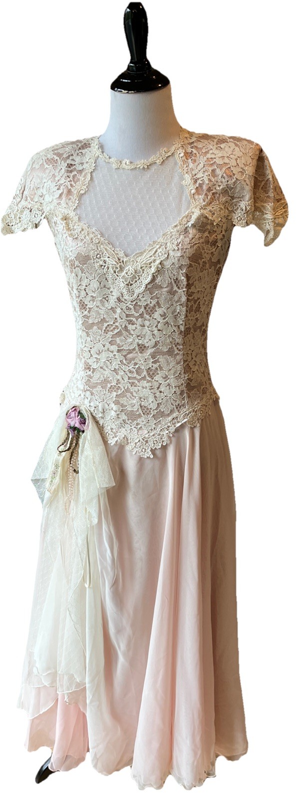 Vintage Cottage Susan Lane? Country Dress Size Small 70s 80s Victorian Chiffon