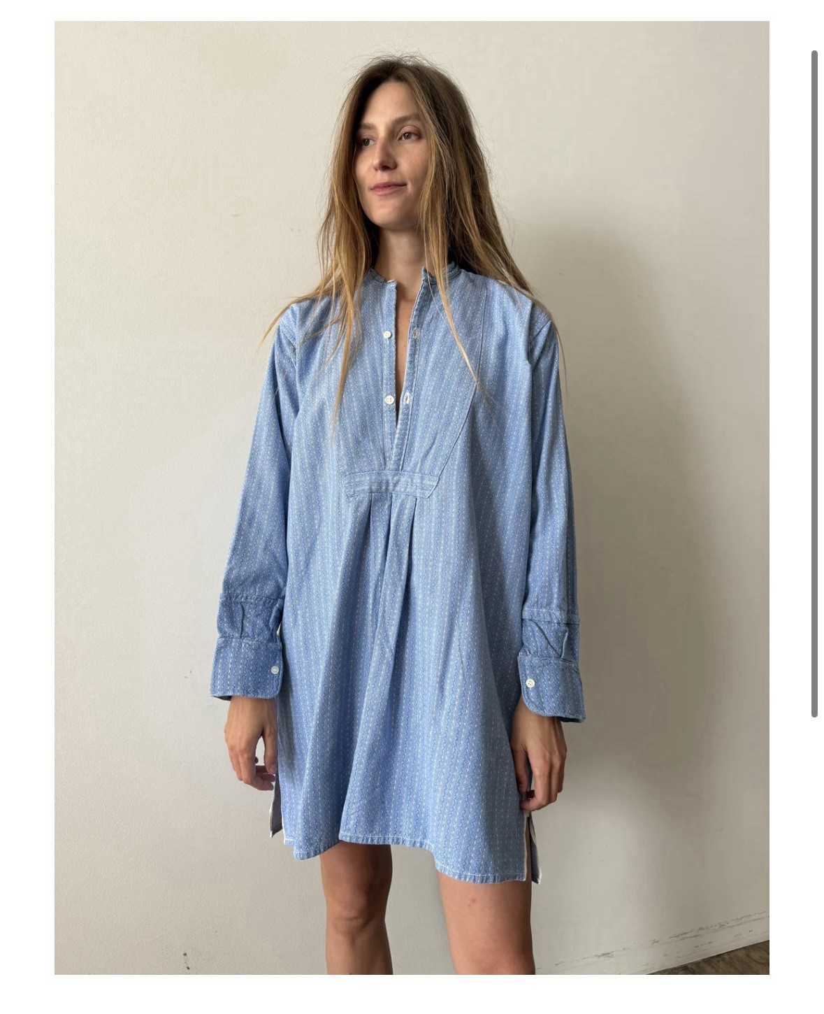 french vintage work henley stripe shirt dress s m doen european grandpa tunic