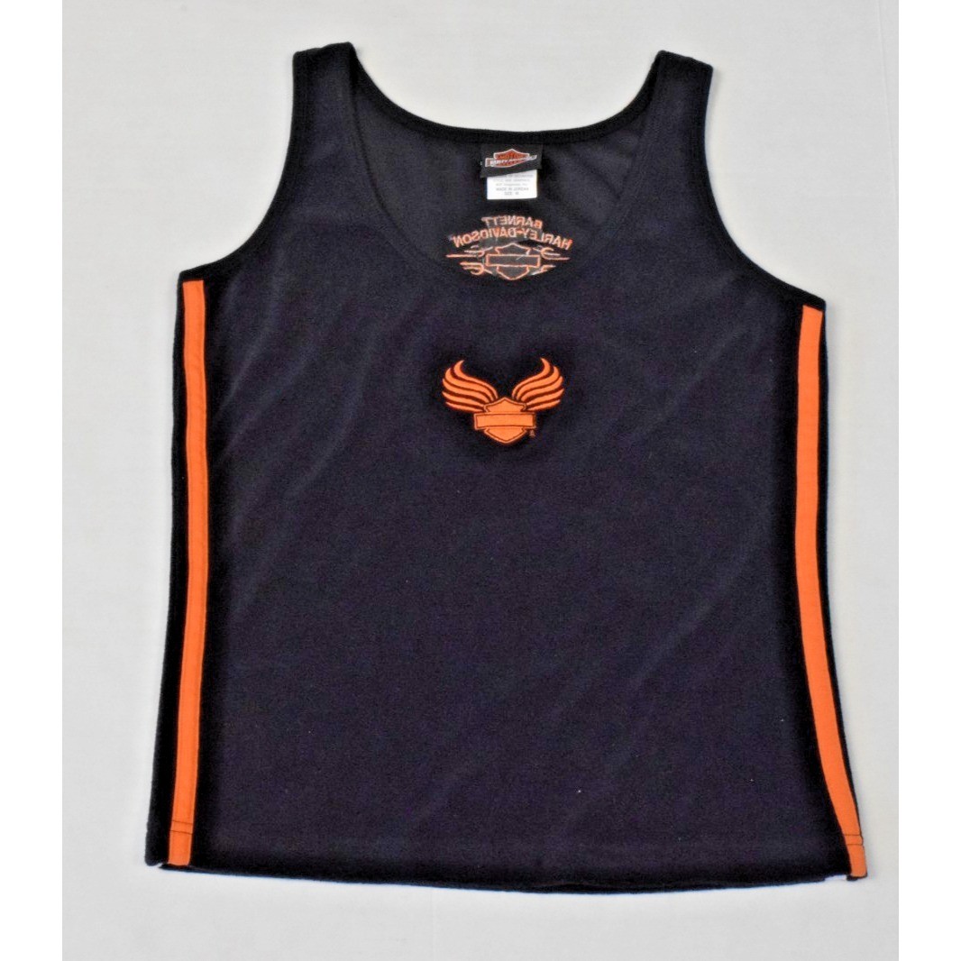 Vintage Terry Cloth Tank Top Harley Davidson Size M 90s Black Logo Side Stripes