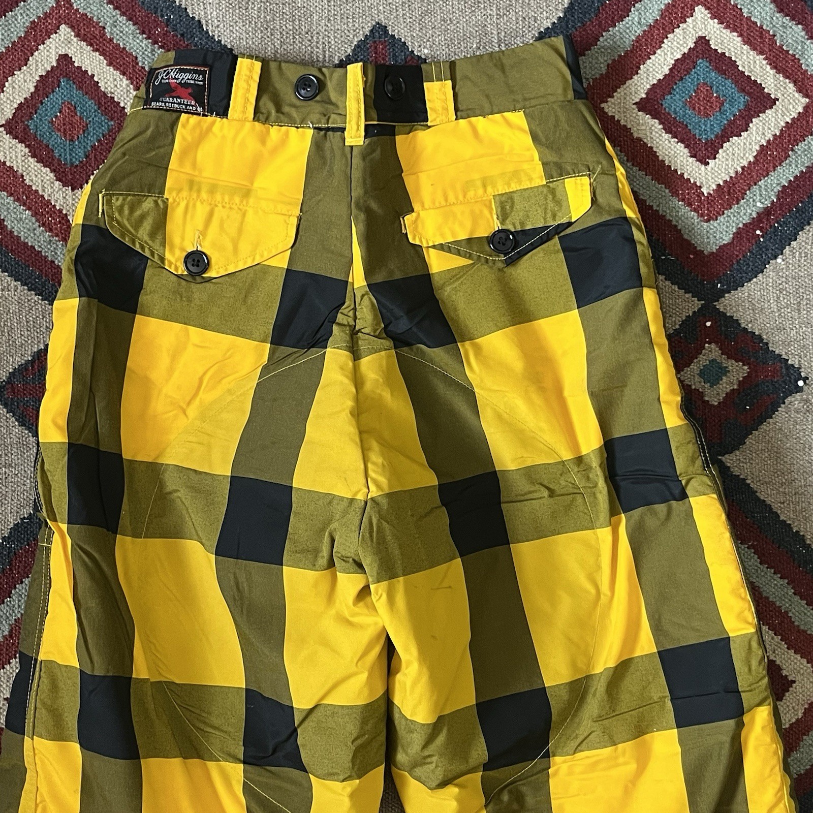 Vintage 50s JC Higgins Snow Winter Ski Pants Women’s 27×32 Yellow/Black Plaid