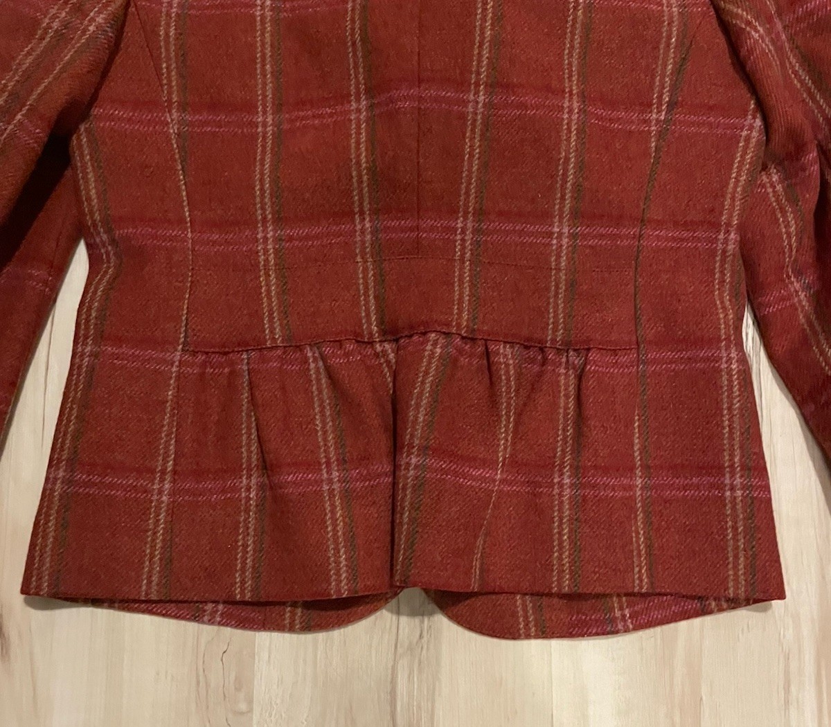 Vintage Talbots Wool Plaid Blazer Women’s Size 8 Rust Peplum Back Lined 2 Button