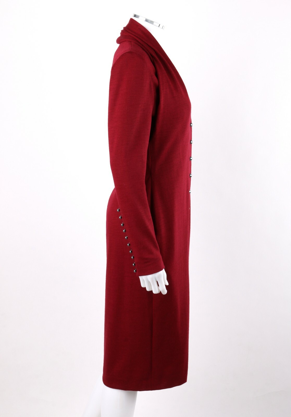 GIVENCHY Couture A/W 1998 ALEXANDER McQUEEN Ruby Red Wool Button Front Dress