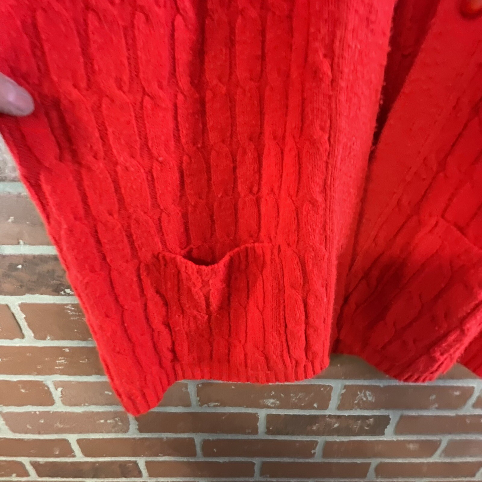 Vintage Billie Jo Woman’s Red Cable Knit Cardigan Sweater Vest Read