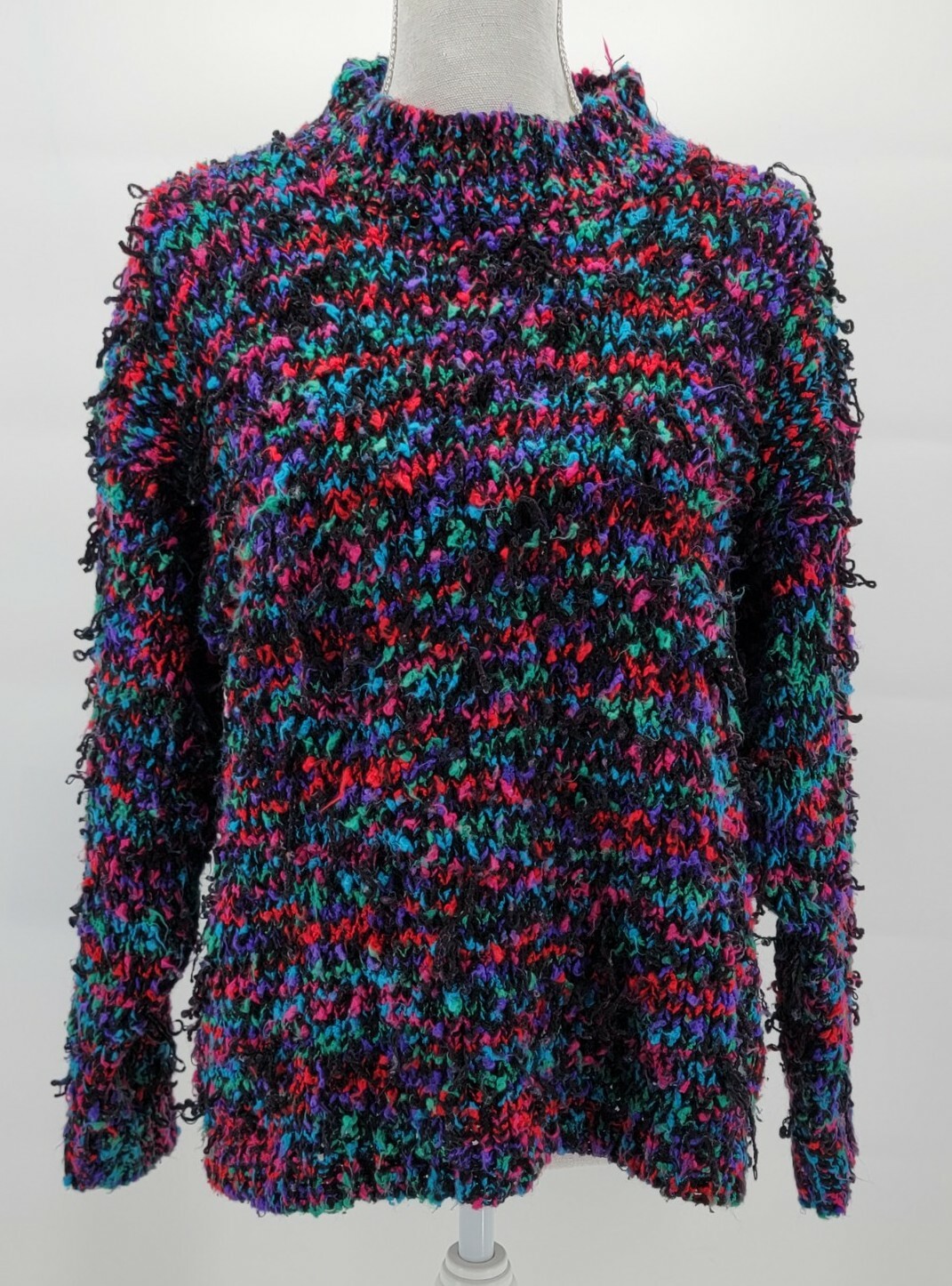 Stefano World Wide One Size Fits All Acrylic Knit Black Blue Pink Green Sweater