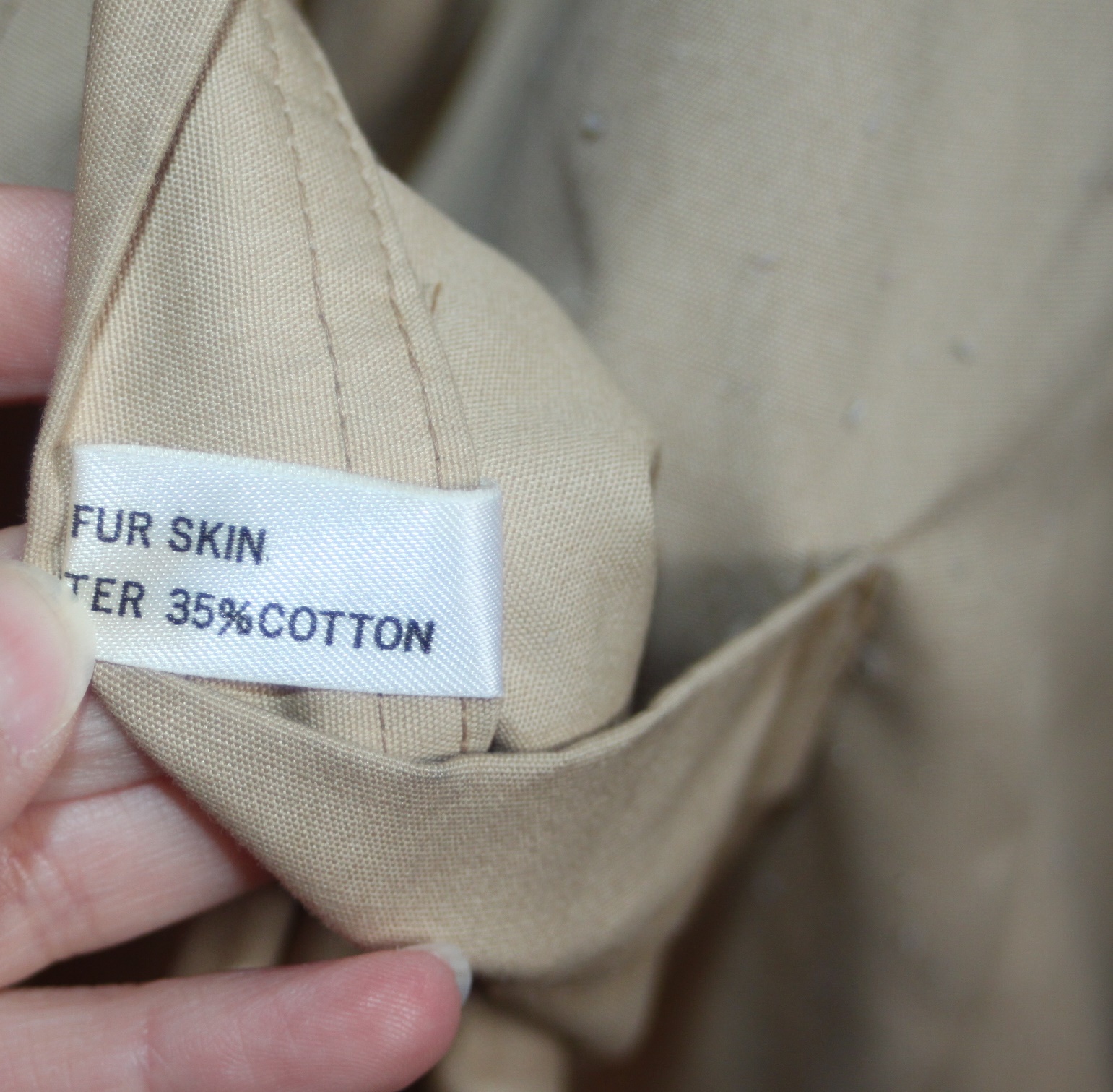 Vtg Fur Coat Rabbit Real Soft Plush Lined Genuine Brown Tan Pockets Retro Mod S