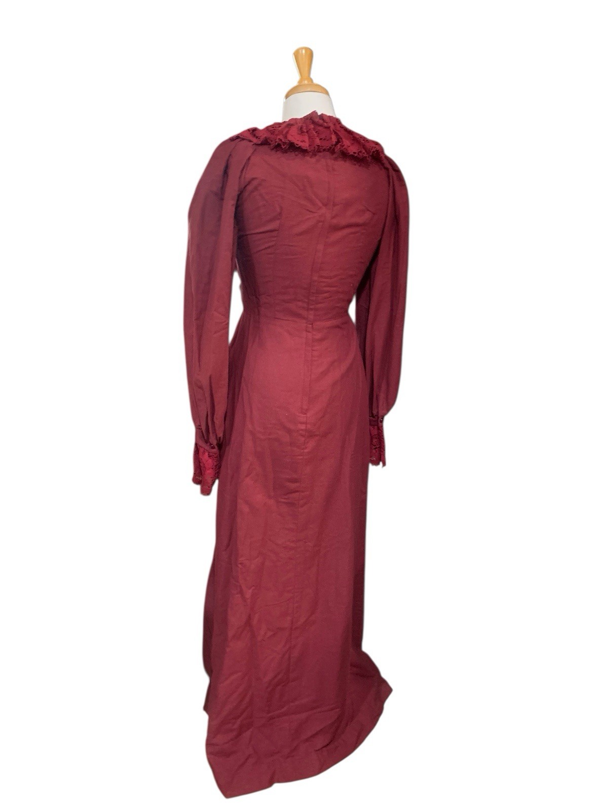 Vintage 70’s Joy Steven’s California Red Lace Front Long Sleeved Maxi Dress Sz 6